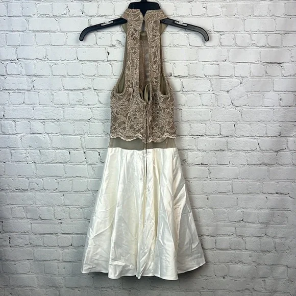 City Studio Lace Detail Sheer Waist Halter Dress Juniors Size 0 - Picture 6 of 8